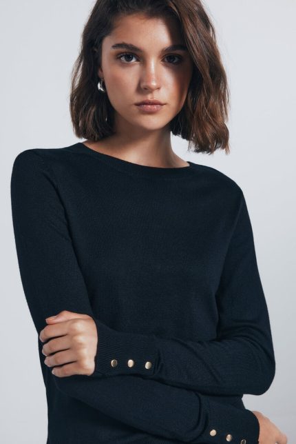 Jersey fin avec poignets boutonnés