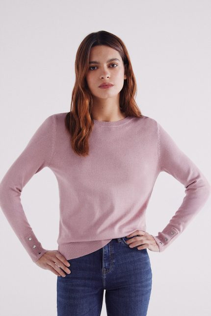 Pull léger à poignets boutonnés