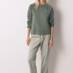 Pyjama long en coton avec pantalon à fleurs