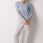 Pyjama long bleu à carreaux avec effet pailleté