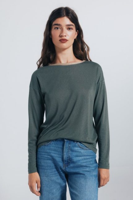 T-shirt à col en lurex