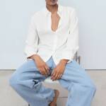 Chemise fluide manches longues Blanc cassé