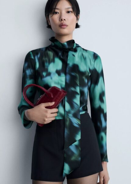 Blouse imprimée nœud