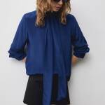 Chemise satinée nœud