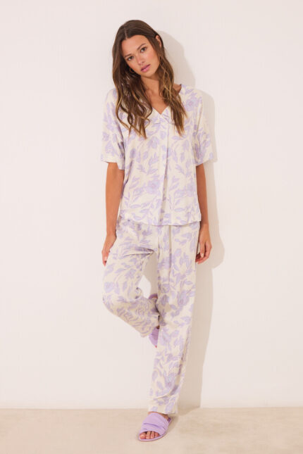 pyjama long en viscose imprimée