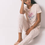 Pyjama long à fleurs roses