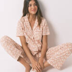 Pyjama classique 100 % coton à fleurs orange