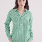 Chemisier polo en coton et lin