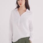 Chemisier polo en coton et lin