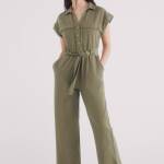 Combinaison-chemise en coton et lin