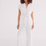 Combinaison longue en coton et lin