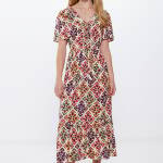 Robe midi à encolure nœud