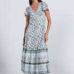 Robe midi imprimée à bordures