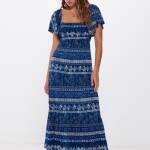 Robe midi à bordures et dos croisé