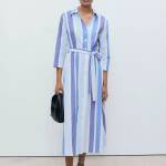 Robe lin rayures ceinture