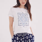 T-shirt à manches boutonnées à motif graphique
