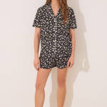 Pyjama court style chemise, 100 % coton, imprimé floral