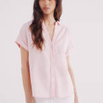 chemise Oxford à manches courtes rose