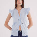 Blouse à broderies géométriques