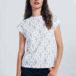 T-shirt imprimé à manches à boucle
