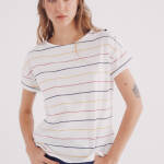T-shirt à manches retroussées avec boutons aux épaules