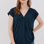 T-shirt à col en V -Tissu extensible