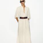 ROBE MI-LONGUE EN LIN AVEC CEINTURE