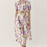 ROBE MI-LONGUE CEINTURE IMPRIMÉ FLORAL