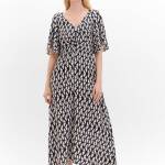 Robe imprimée avec détails froncés