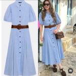 ROBE MI-LONGUE AVEC CEINTURE EN LIN
