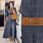 ROBE MI-LONGUE EN LIN AVEC CEINTURE