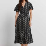 Robe chemise midi imprimée lin