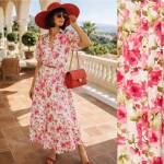 ROBE MI-LONGUE CHEMISE IMPRIMÉ FLEURI AVEC CEINTURE